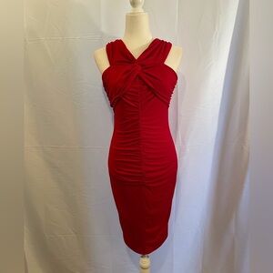 Grace Karin Red Midi Dress With Cross Over Bodice Size S